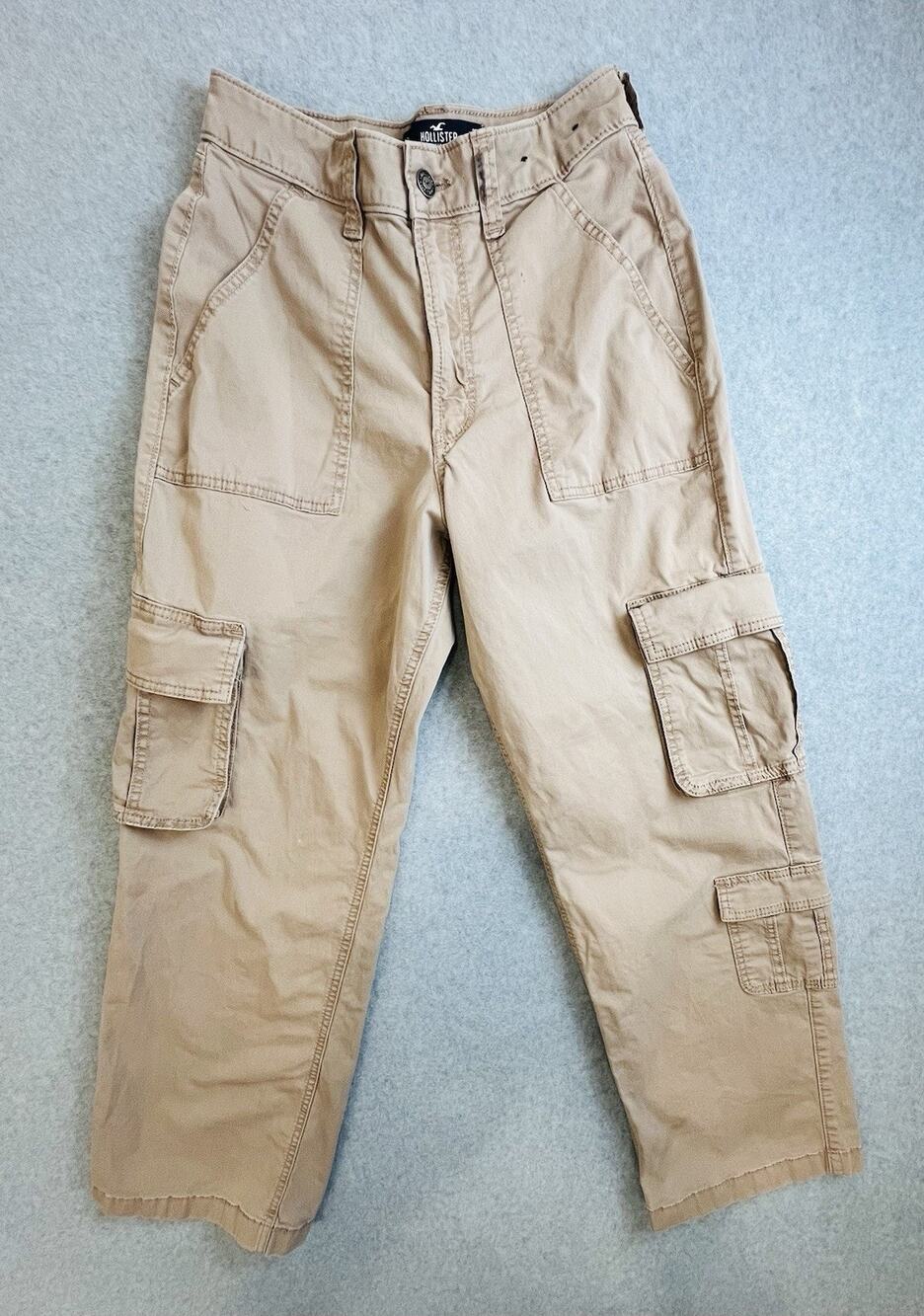Hollister Size 4 Beige Ultra High Rise Baggy Pants Relaxed Neutral Casual